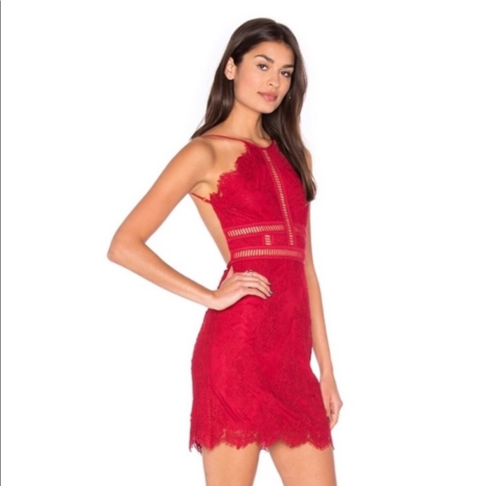 NWT Reformation NBD Alijah Red Floral Lace Backless Cocktail Dress